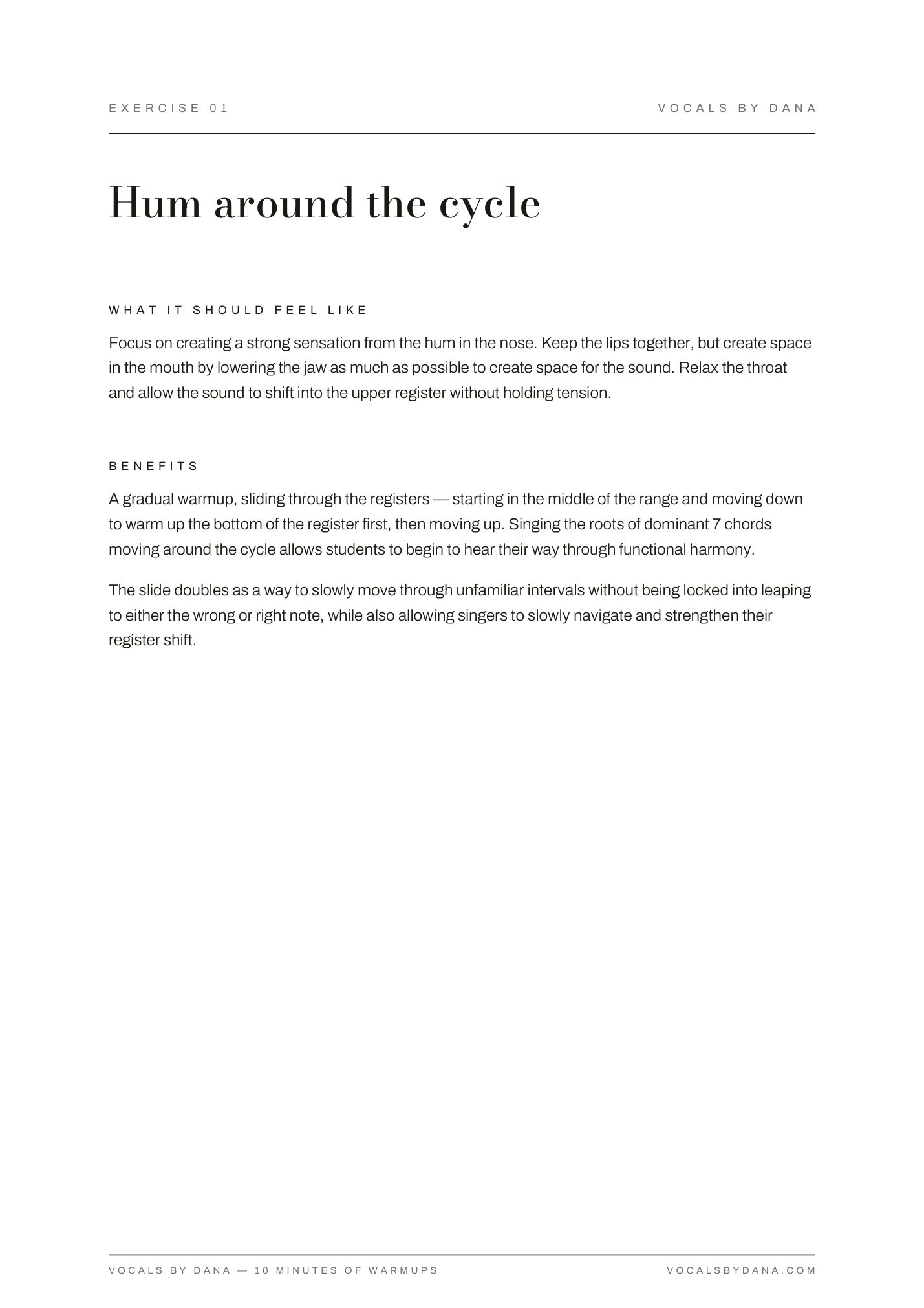 Instructions for Hum around the cycle