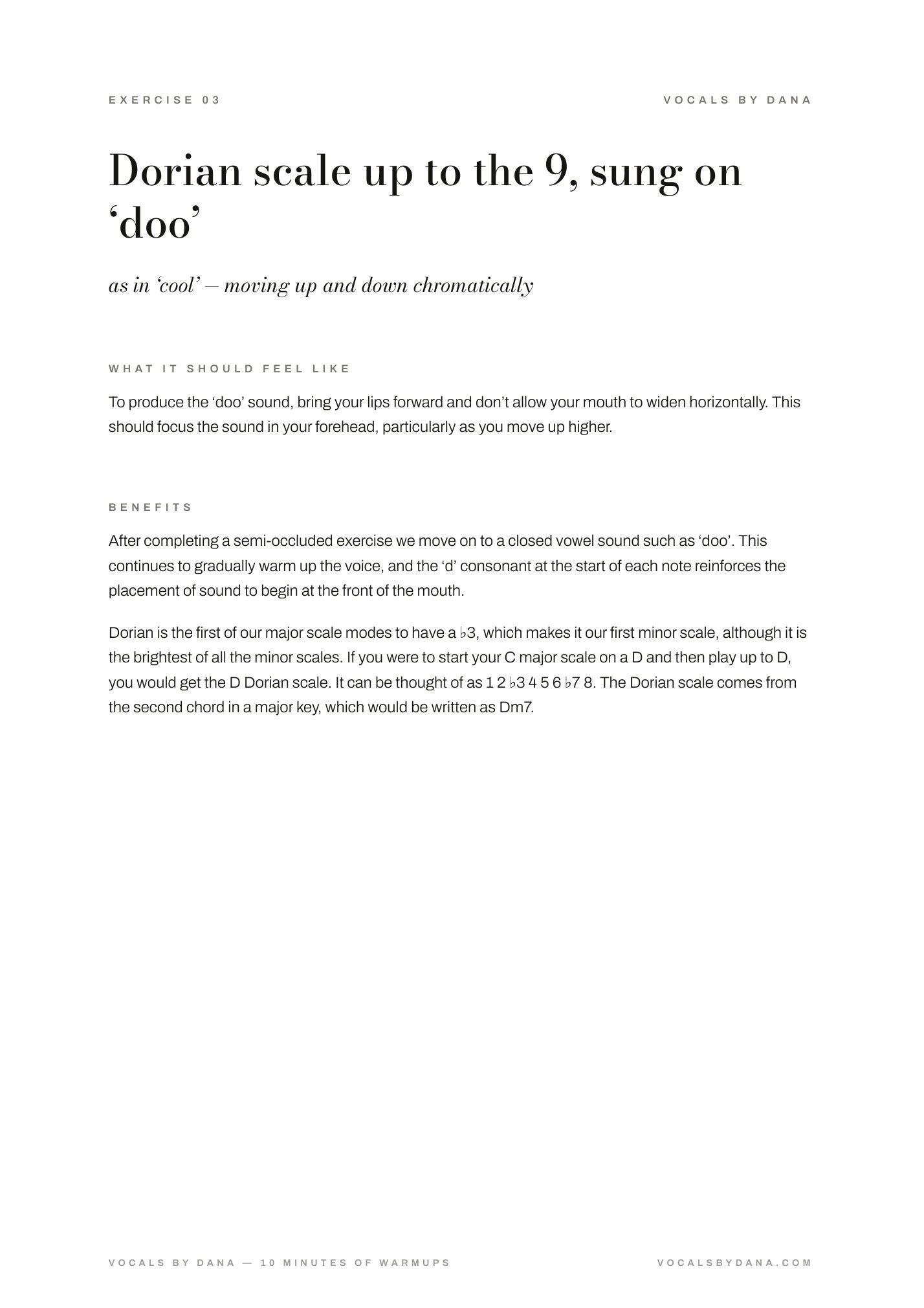 Instructions for Dorian Mode