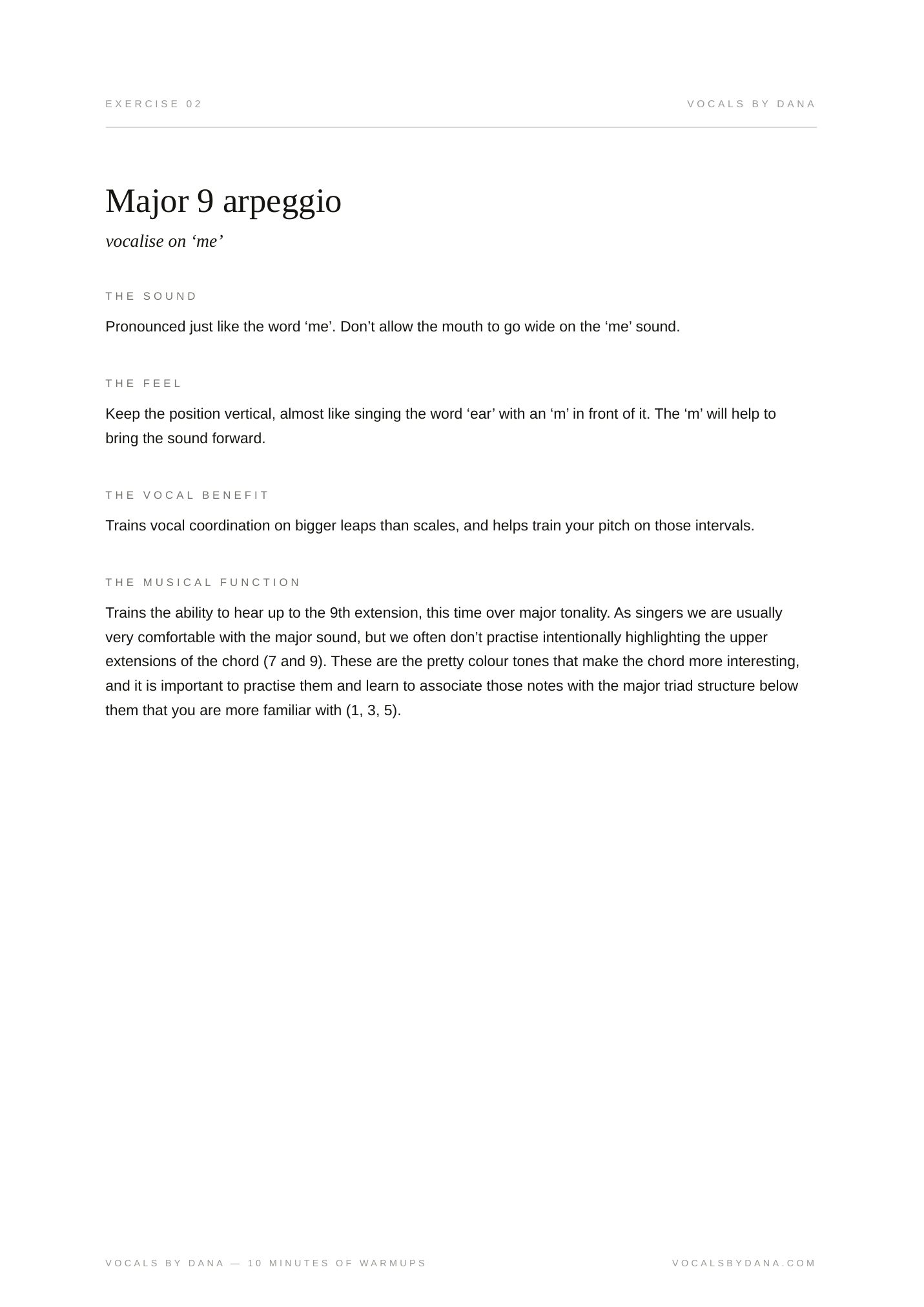 Instructions for Major 9 Arpeggio