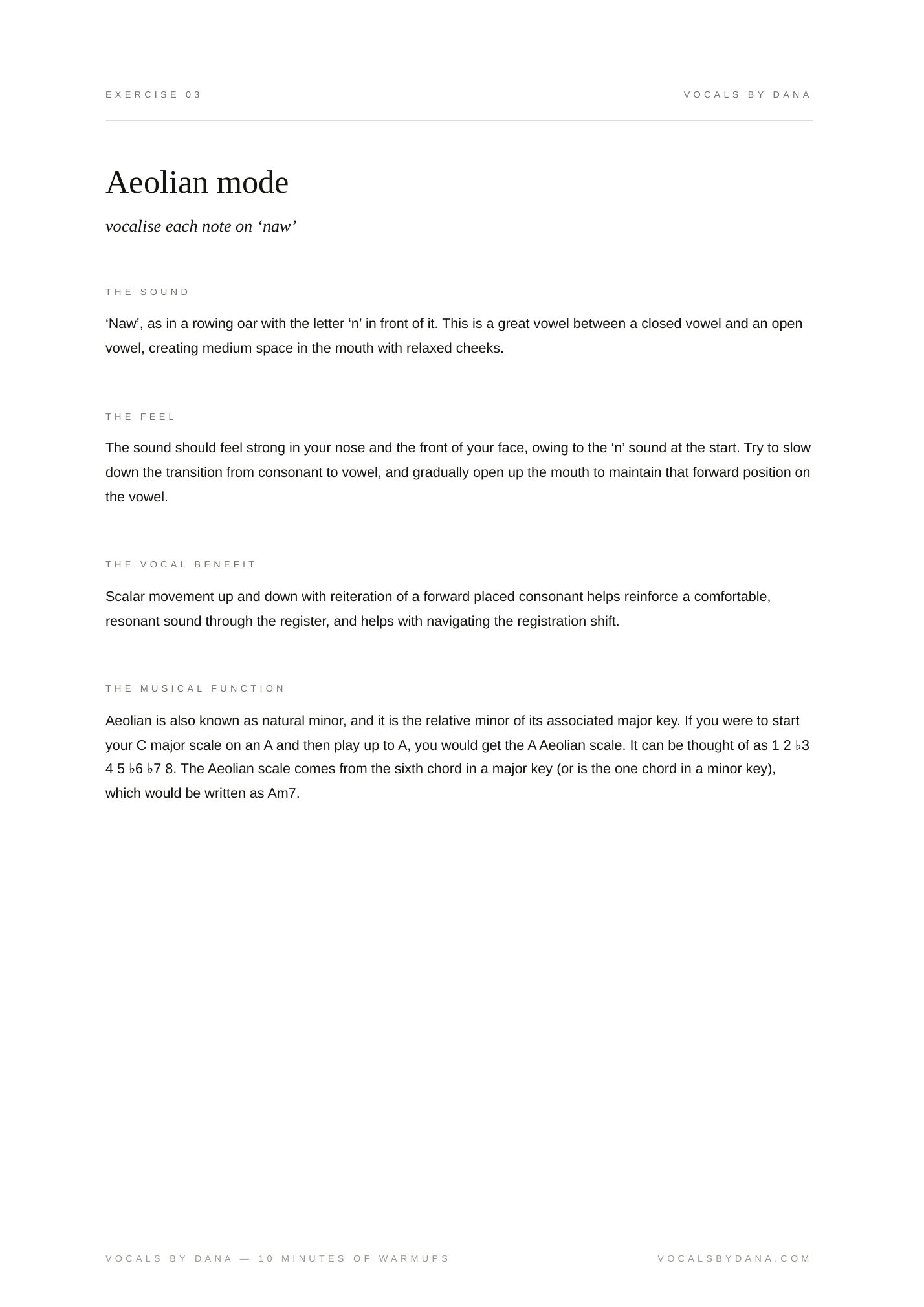 Instructions for Aeolian Mode