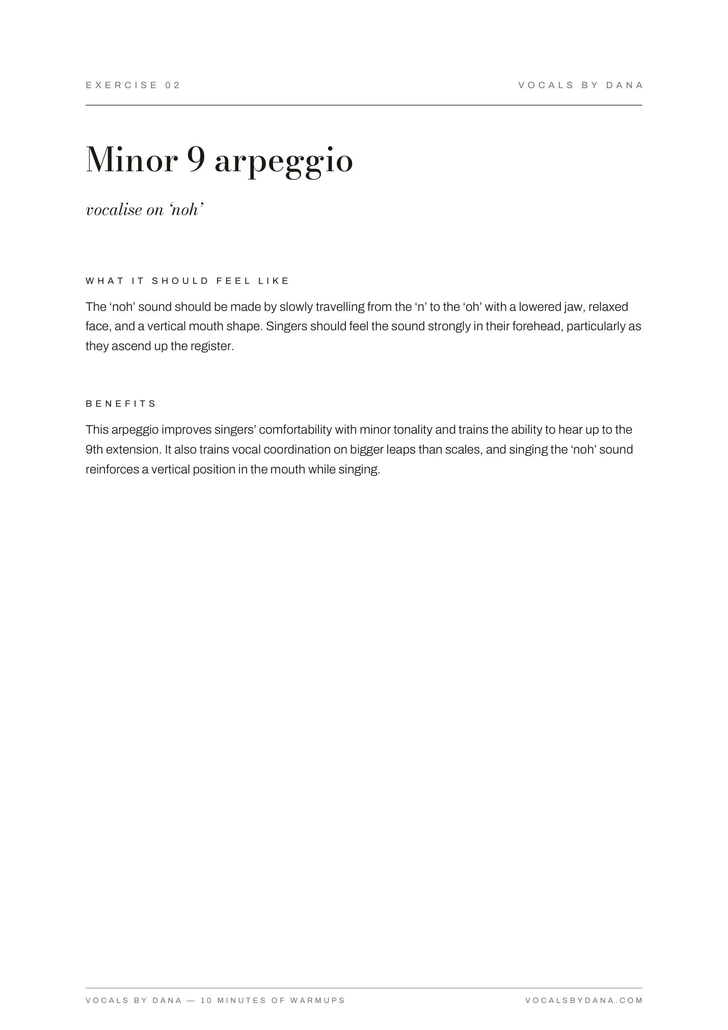 Instructions for Minor 9 Arpeggio